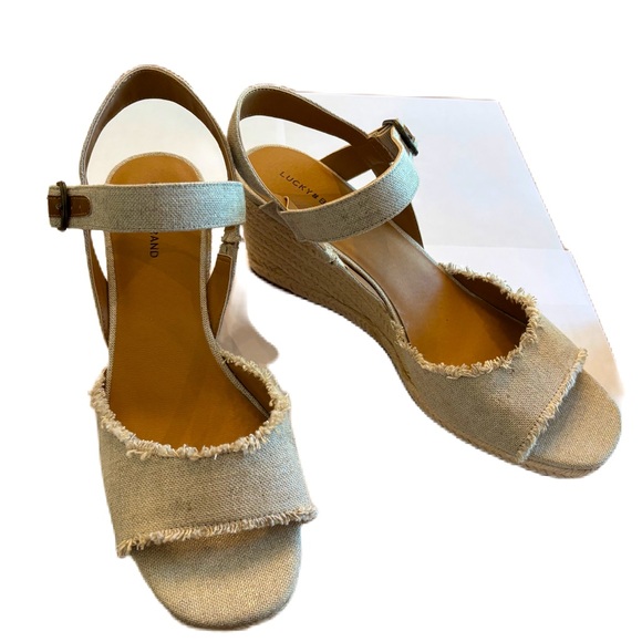 Lucky Brand Mindra Women’s Nude Espadrille Wedge Sandal Size 11 - Picture 1 of 7